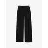 Reiss Womens Black Eden Elasticated-waist Wide-leg Twill Trousers