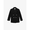 Reiss Womens Black Eden Relaxed-fit Double-breasted Linen-blend Blazer In Black