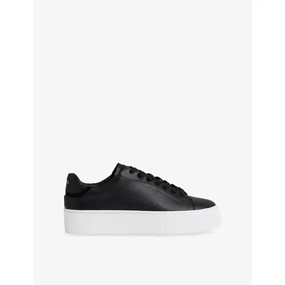 Reiss Womens Black Francesca Chunky-sole Leather Low-top Trainers Eur 40 / 7 Uk