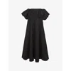 Reiss Womens Black Frankie Ruched-bodice Woven Midi Dress In Black
