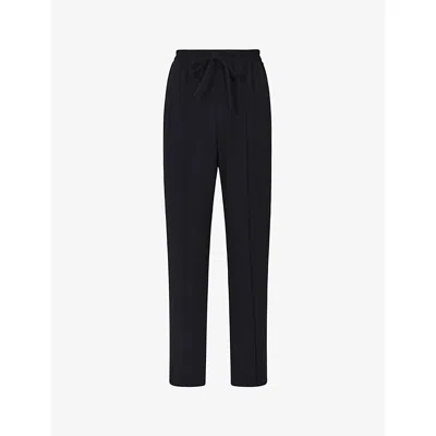 Reiss Womens Black Hailey Elasticated-waist High-rise Recycled Polyester-blend Trousers
