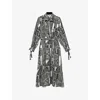 Reiss Womens Black Ivory Marie Geometric-print Woven Midi Dress In White