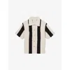 Reiss Womens Striped Buttoned Knitted Top Black Ivory In Black Ivory