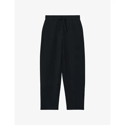 Reiss Womens  Janie Tapered-leg Stretch-jersey Jogging Bottoms In Black