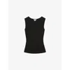 Reiss Womens Jody Asymmetric-neck Stretch-cotton Top Black
