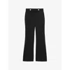 Reiss Womens Black Lily Flared-leg Button-embellished Stretch Wool-blend Trousers