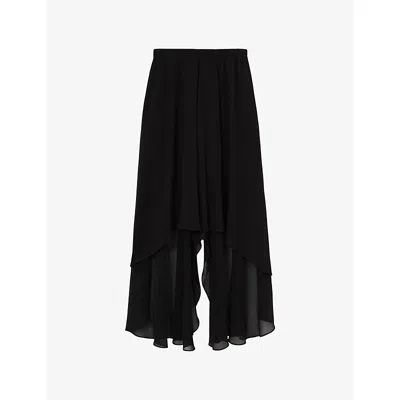 Reiss Womens Lucie Skirt-overlay Woven Shorts Black