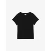 Reiss Womens Luna V-neck Cotton-jersey T-shirt Black