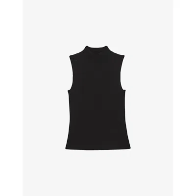 Reiss Womens  Milan Sleeveless Stretch-knit Top In Black