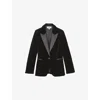 Reiss Womens Black Myrtle Single-breasted Velvet Blazer In Black