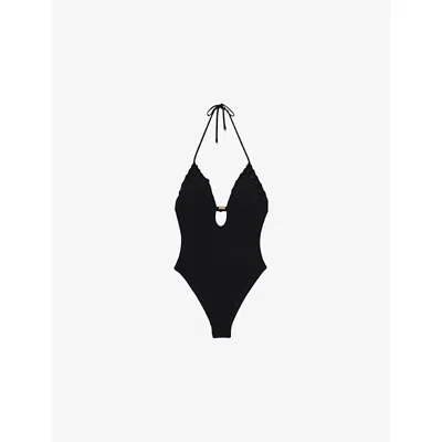 Reiss Womens Nicole V-neck Swimsuit Black