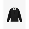 Reiss Womens Black Noa Polo-collar Stretch-jersey Sweatshirt Xs In Black