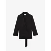 Reiss Womens Osbourne Double-breasted Stretch Cotton-blend Jacket Black In Black
