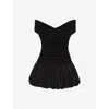 Reiss Womens Black Pellie Puffball-skirt Woven Mini Dress In Black