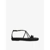 Reiss Womens Black Plait Braided Leather Flat Sandals Eur 37 / 4 Uk In Black