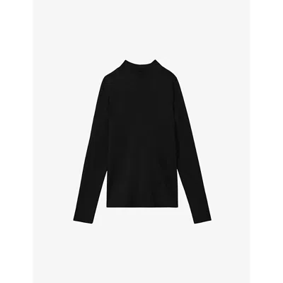 Reiss Womens  Polly Ribbed Stretch-cotton Top In Black