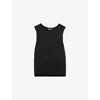 Reiss Womens Black Rian Silk-front Woven Vest Xs