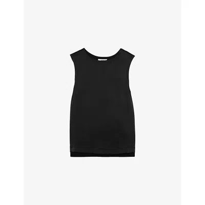 Reiss Womens Black Rian Silk-front Woven Vest Xs