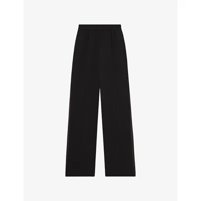 Reiss Womens Black Robyn Wide-leg Mid-rise Stretch-woven Trousers