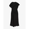 Reiss Womens Black Saskia Asymmetric Draped Woven Midi Dress In Black