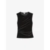 Reiss Womens  Scarlett Draped Stretch-velvet Top In Black