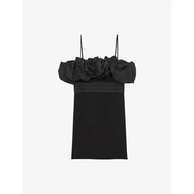 Reiss Womens Black Taffie Sculpted Stretch-woven Mini Dress