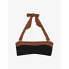 Reiss Womens Black Tan Nala Contrast-trim Bikini Top In Black