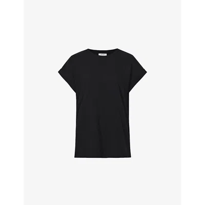 REISS WOMENS TEREZA COTTON-JERSEY T-SHIRT BLACK,58049120