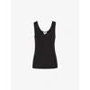 Reiss Womens Black Violet Ribbed Stretch-cotton Vest Xs In Black