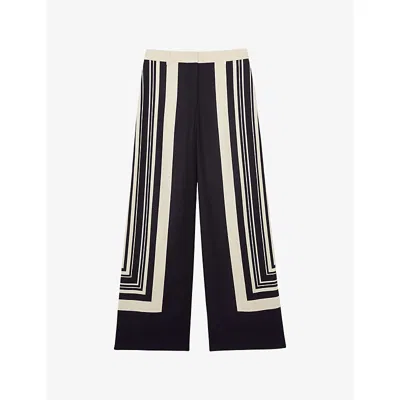Reiss Womens  Carys Scarf-print Wide-leg Woven Trousers In Multi