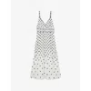 Reiss Womens Black White Dottie V-neck Woven Midi Dress In White