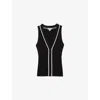Reiss Womens Lanette Ribbed Craft-stitch Knitted Vest Top Black White In Black White