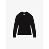 Reiss Womens Black Zoie Slant-neck Long-sleeve Stretch-knit Top Xs