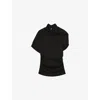 Reiss Womens Zuri Draped Stretch-jersey Top Black In Black