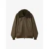 Reiss Dark Khaki Shearling Aviator Jacket In Dark Khaki