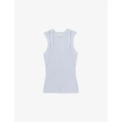 Reiss Womens Blue Alethia Twist-strap Knitted Vest Xs
