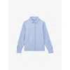 Reiss Womens Blue Ali Press-stud Back Woven Shirt