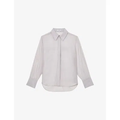Reiss Womens Ally Striped Woven Shirt Blue In Gray