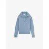 Reiss Womens Ava Open-neck Long-sleeve Wool And Cashmere-blend Jumper Blue
