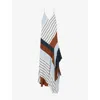 Reiss Womens Blue Brown Hallia Stripe-print Handkerchief Woven Maxi Dress