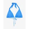 Reiss Womens Blue Matilda Triangle-cup Stretch-woven Bikini Top In Blue