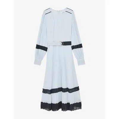 Reiss Womens  Tori Colour-block Woven Midi Dress In Blue