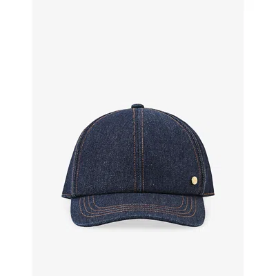 Reiss Womens Blue Winnie Contrast-stitching Denim Cap In Yellow