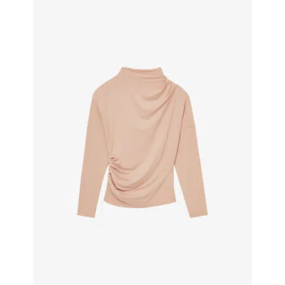 Reiss Womens Daisy Draped Stretch-jersey Top Blush
