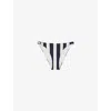 Reiss Womens Navy Brown Bridgette Striped Bikini Bottoms In Blue