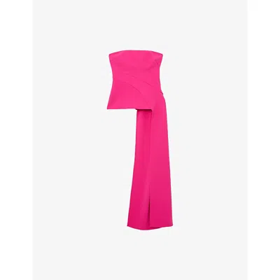 Reiss Womens  Sky Drape-detail Stretch-woven Occasion Top In Pink