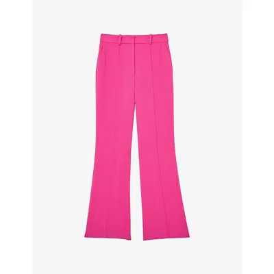 Reiss Womens  Skye Flared-leg Stretch-woven Trousers In Pink