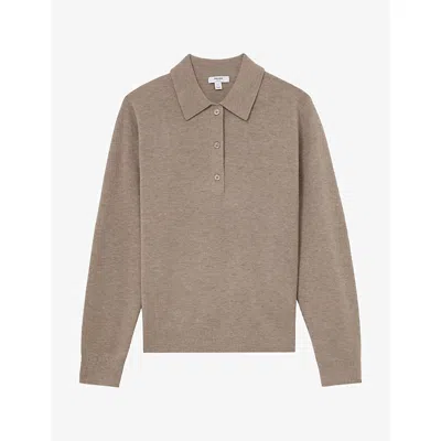 Reiss Womens Brooke Polo-collar Wool Jumper Neutral