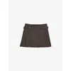 Reiss Womens Elle Checked Wool-blend Mini Skirt Brown In Brown