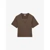 Reiss Womens Brown Ember V-neck Relaxed-fit Linen T-shirt